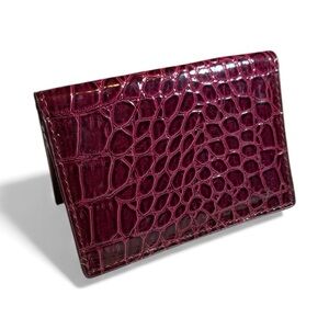 Faux Crocodile-Embossed Wallet in Deep Burgundy (item#b145)